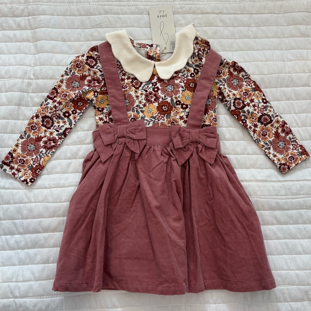 NWT Joie 2 Piece Corduroy Dress & Floral Shirt 12M